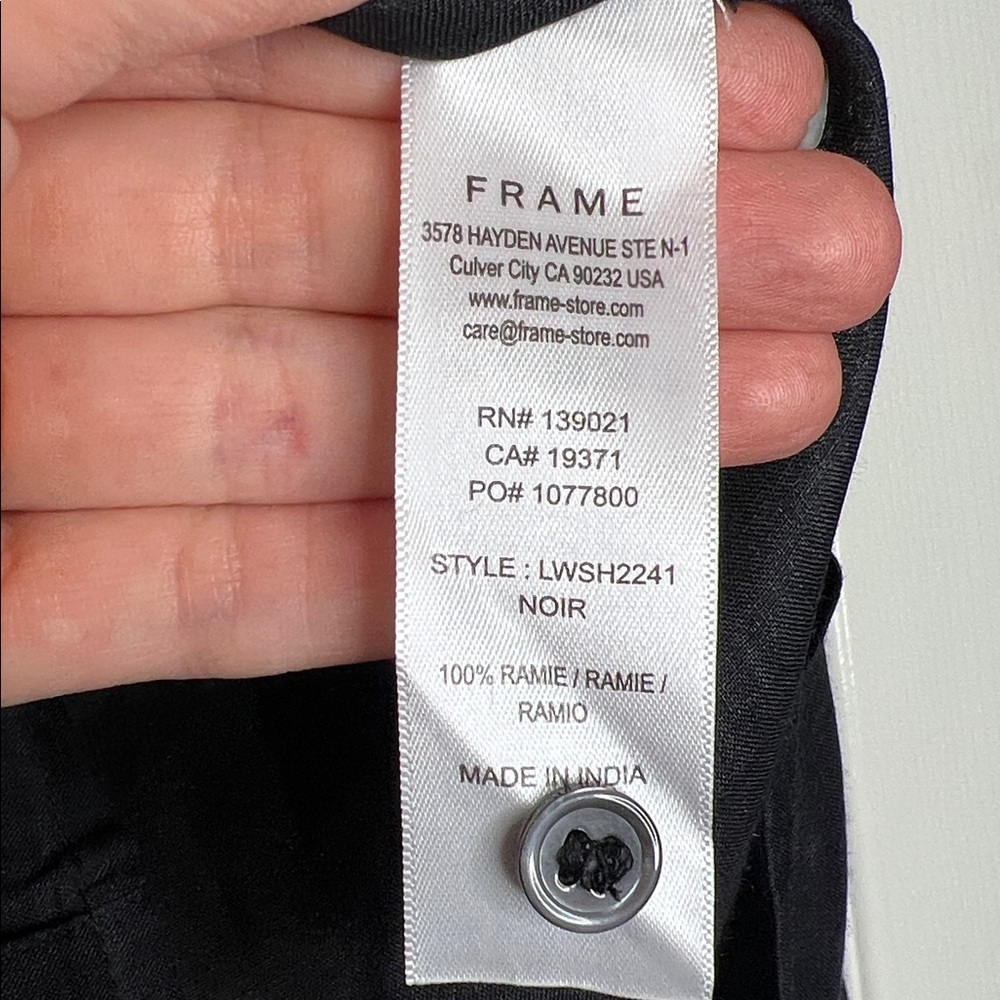 Frame Black Ruffled Blouse 100% RAMIE - Picture 9 of 9